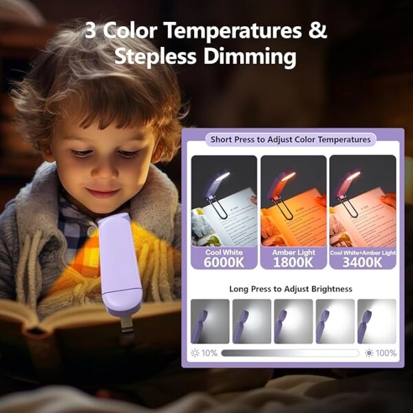 VAVOFO - USB rechargeable book light color temperature