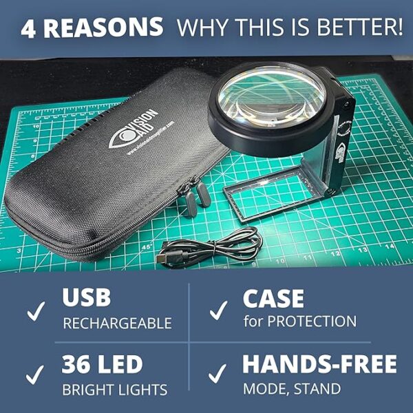 Vision Aid magnifying glass features