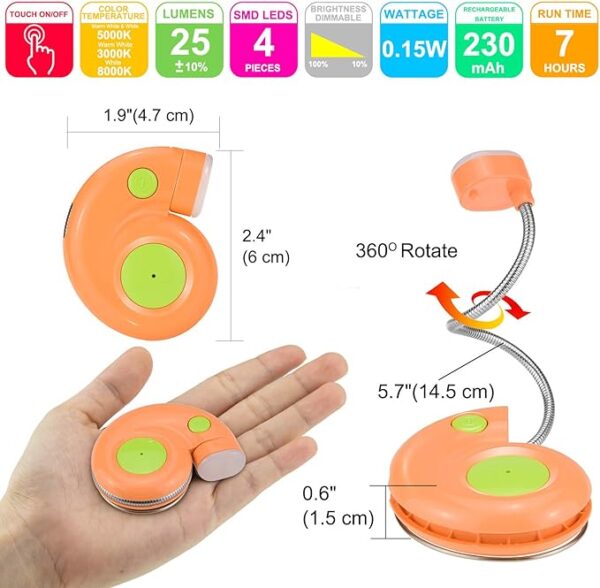 clip-on kids book lights size