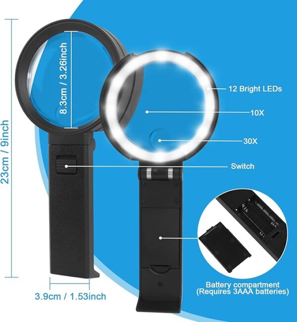 foldable handheld magnifier dimensions
