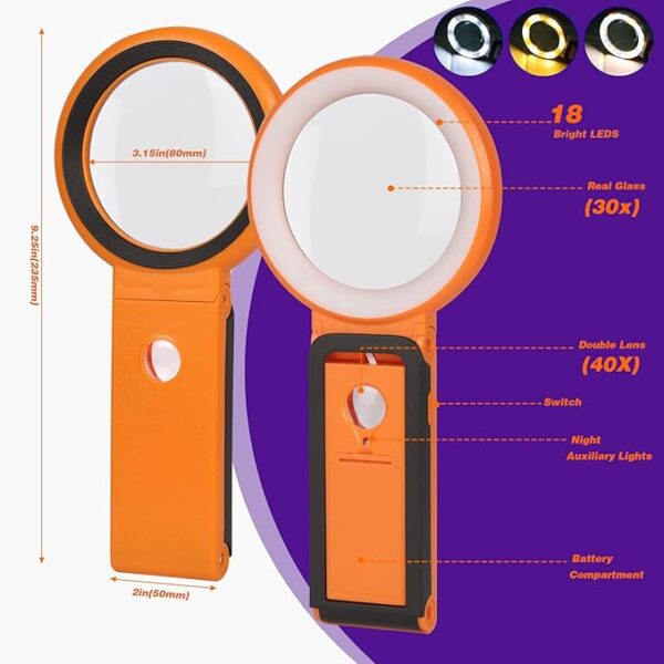 foldable handheld magnifying glass features