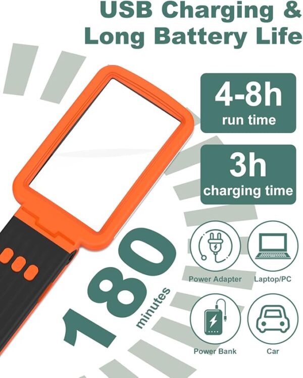 handheld real glass magnifier battery life