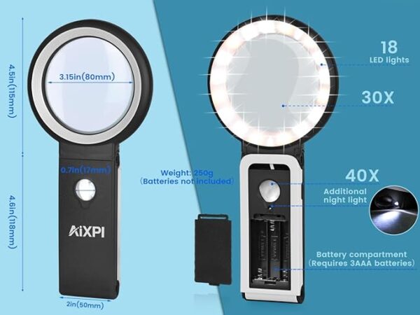 large lighted magnifying glass design
