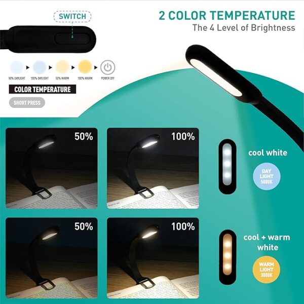 slim rechargeable book light color