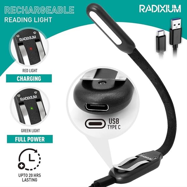 slim rechargeable book light feature