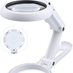 white magnifying glass with lights