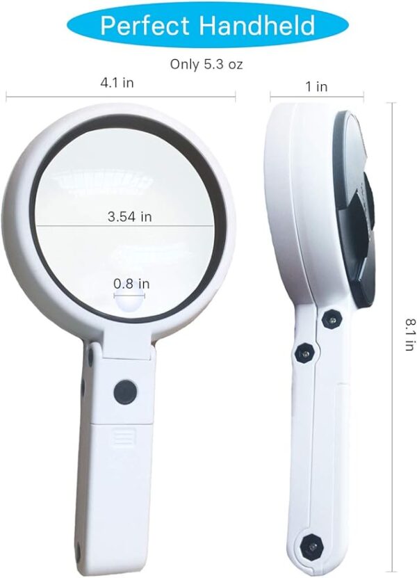 white magnifying glass with lights dimension