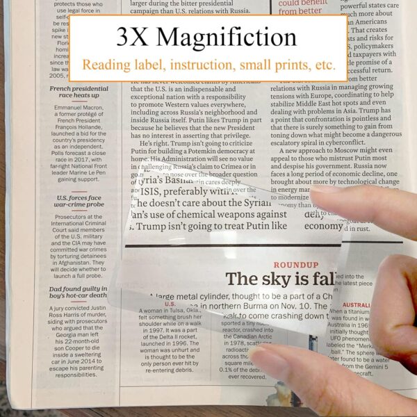 page magnifying sheet magnification