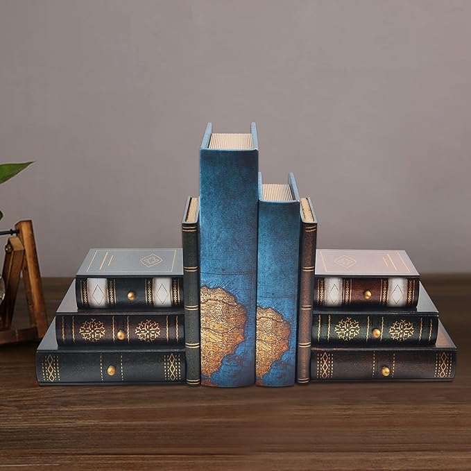 vintage decorative book organizer in use