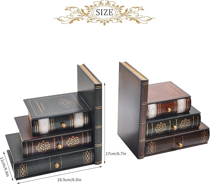 vintage decorative book organizer size
