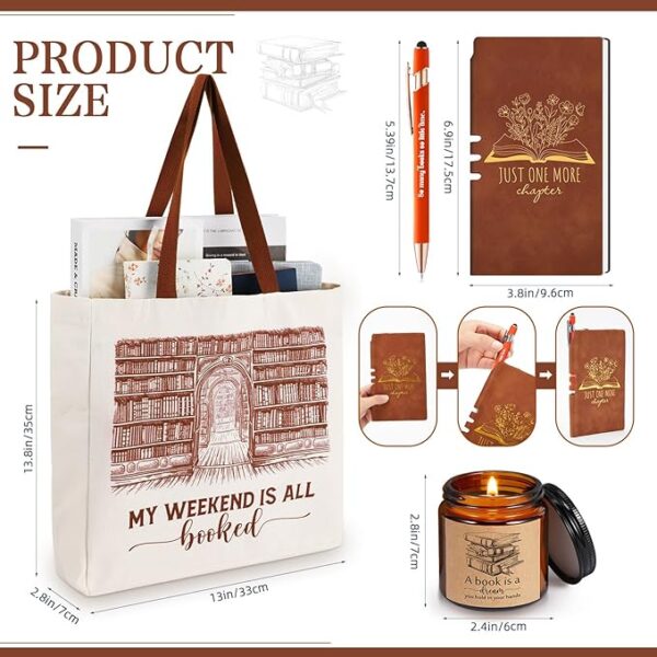 book lover gift set product sizes