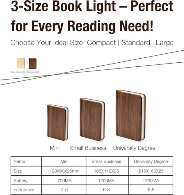wooden book lamp sizes