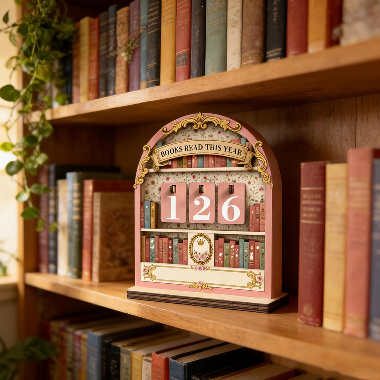 book tracker on shelf
